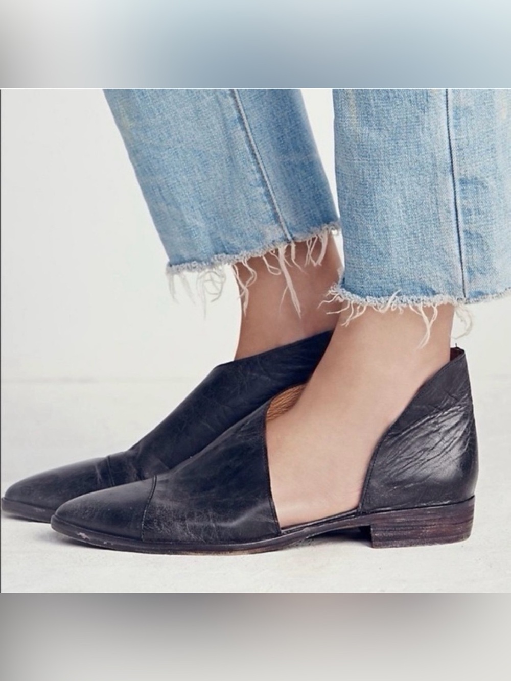 Free People Royale Flats Slip on Loafers Point Toe Size 38 in Midnight Navy